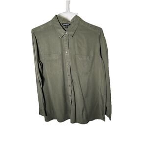 Express Women’s XL‎ Olive Button-Up Shirt 100% Lyocell Long Sleeve